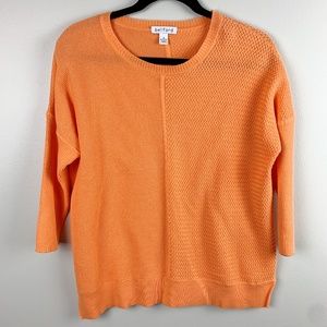 Belford Mixed Knit Style Dolman Sleeve Sweater 100% Pima Cotton Size Medium